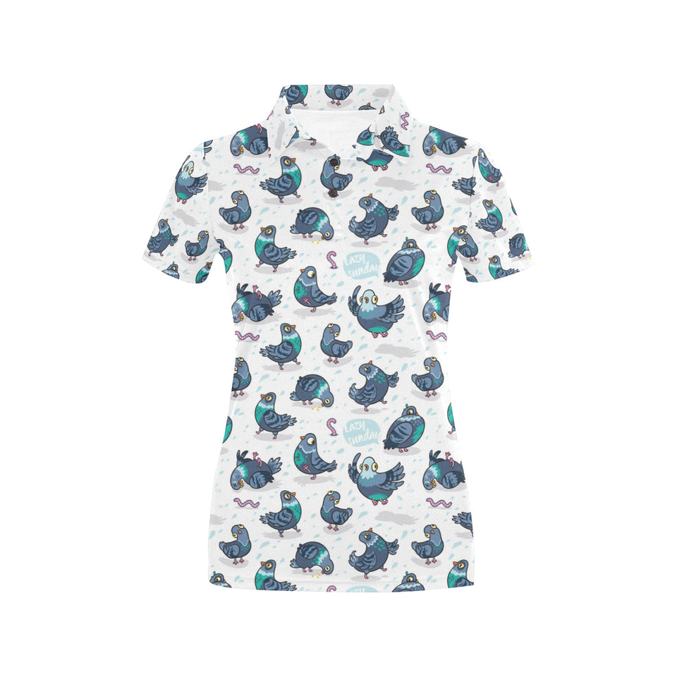 Pigeon Pattern Print Design 02 Women's All Over Print Polo Shirt