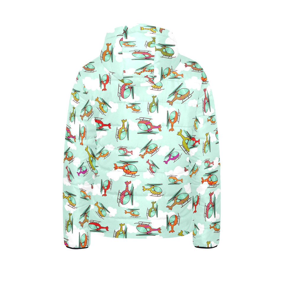 Helicopter design pattern Kids' Boys' Girls' Padded Hooded Jacket