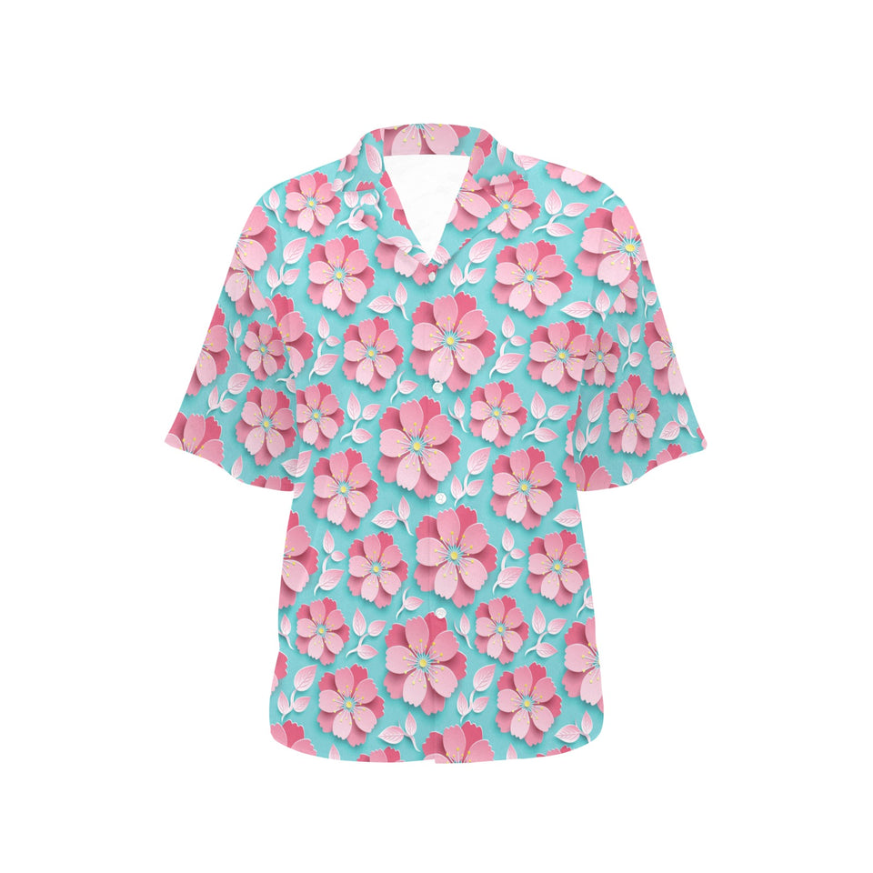3D sakura cherry blossom pattern Women's All Over Print Hawaiian Shirt