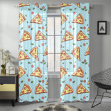 Hand drawn pizza blue background Gauze Curtain
