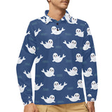 Cute white baby sea lion seal pattern Men's Long Sleeve Polo Shirt