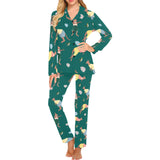 Kangaroo leaves pattern Women's Long Pajama Set