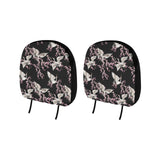 Japanese crane pink sakura pattern Car Headrest Cover