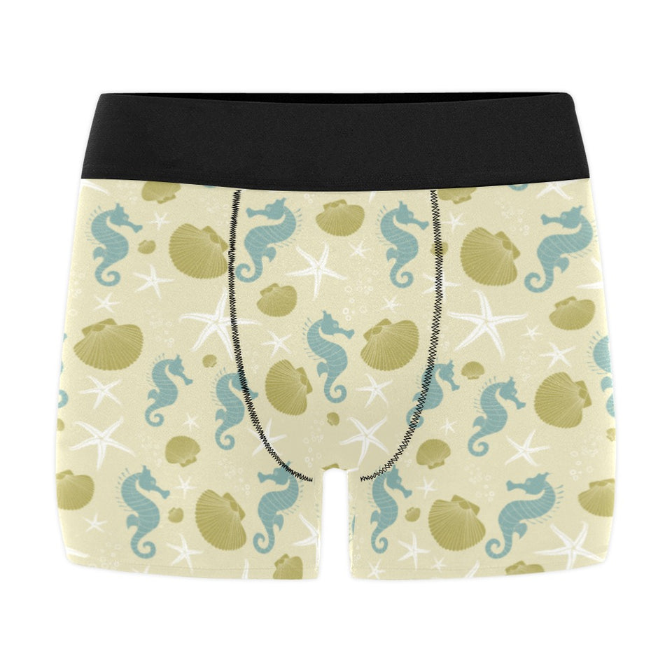 Seahorse shell starfish pattern background Men's All Over Print Boxer Briefs Men's Underwear