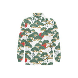 Bonsai red sun japanese pattern Men's Long Sleeve Polo Shirt