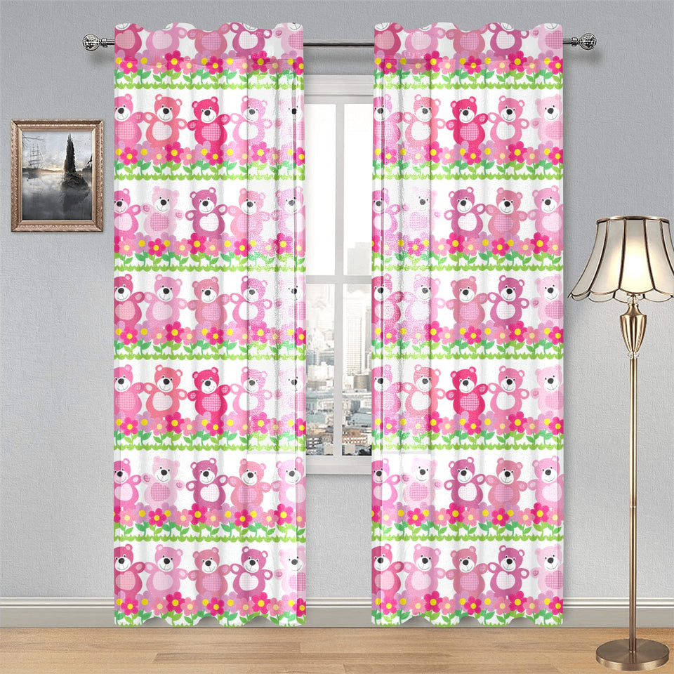 Teddy Bear Pattern Print Design 04 Gauze Curtain