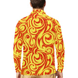 Fire flame design pattern Men's Long Sleeve Polo Shirt