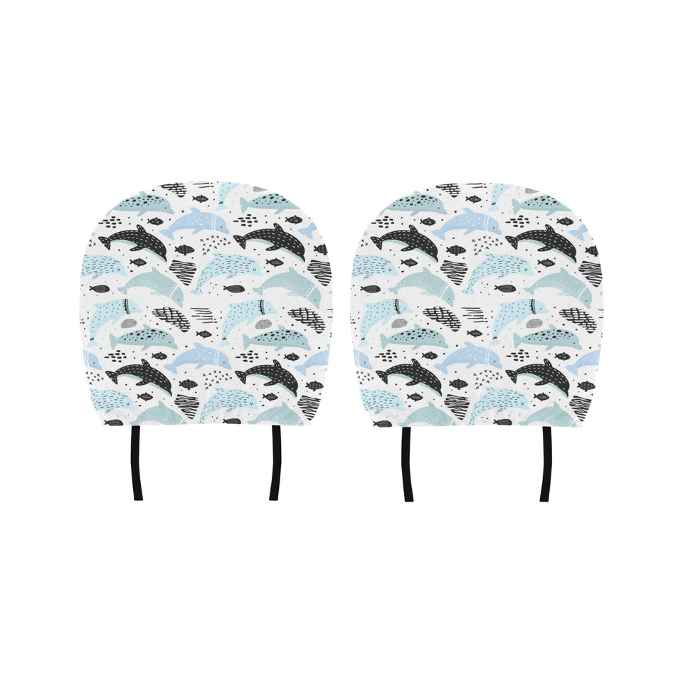 Cute dolphins Childish Style pattern Car Headrest Cover