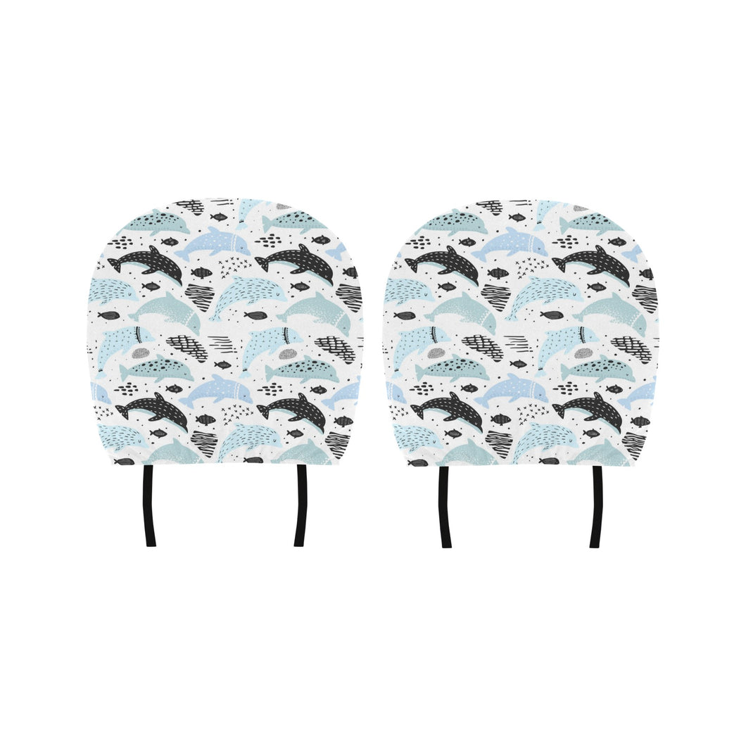 Cute dolphins Childish Style pattern Car Headrest Cover