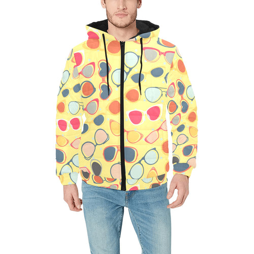 Sun Glasses Pattern Print Design 05 Men's Padded Hooded Jacket
