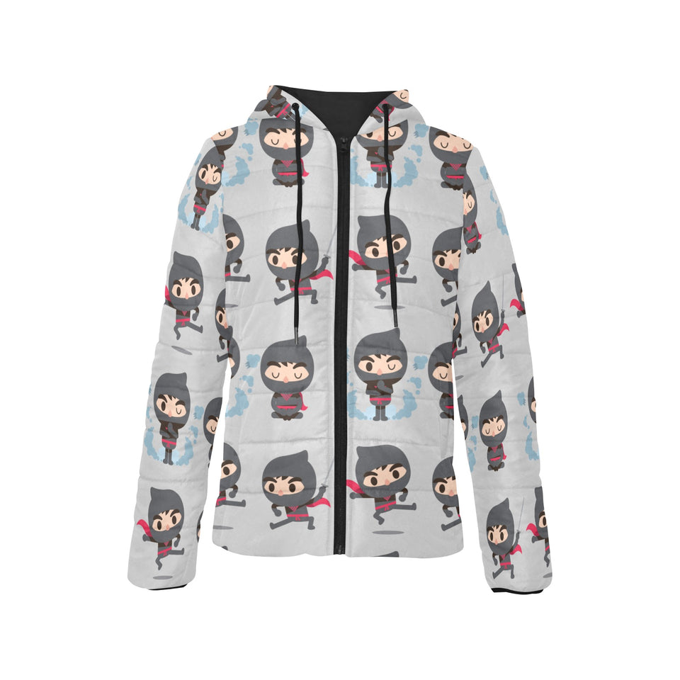 Cute ninja pattern Women's Padded Hooded Jacket