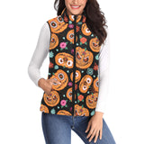 Pumpkin flowers spiderweb Halloween theme Women's Padded Vest