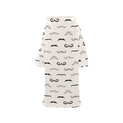 Mustache Beard Pattern Print Design 05 Blanket Robe with Sleeves