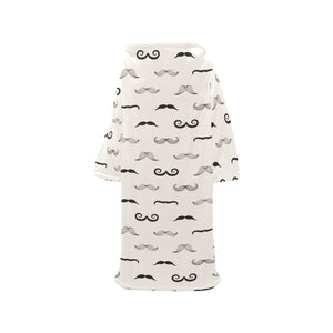 Mustache Beard Pattern Print Design 05 Blanket Robe with Sleeves