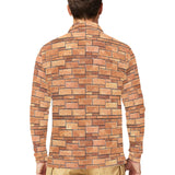 Brick Printed Pattern Print Design 04 Men's Long Sleeve Polo Shirt