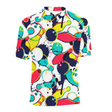 watercolor bowling ball pins Men's All Over Print Polo Shirt