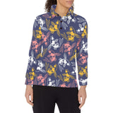 Koi Fish Carp Fish pattern Women's Long Sleeve Polo Shirt