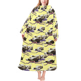 Ostrich Pattern Print Design 04 Blanket Robe with Sleeves