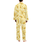 Saxophone cornet pattern yellow background Men's Long Pajama Set