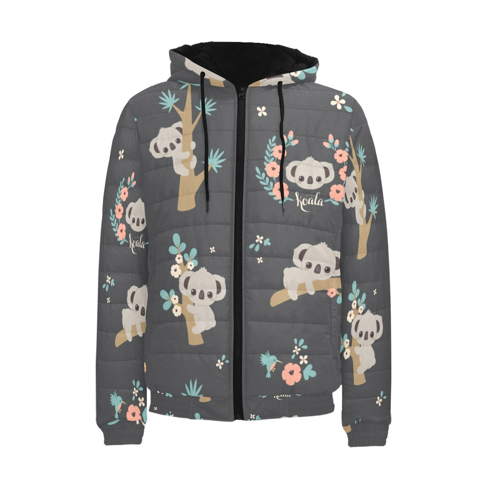 Cute koala pattern Men's Padded Hooded Jacket