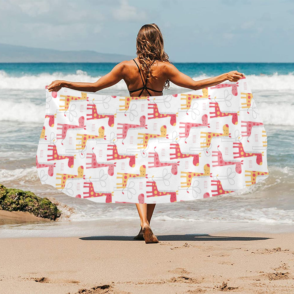 Giraffe Pattern Print Design 03 Beach Towel
