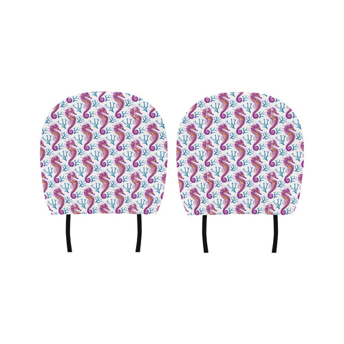 Purple seahorse blue coral pattern Car Headrest Cover