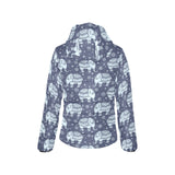 Elephant tribal design pattern Women's Padded Hooded Jacket