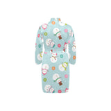 Cute snowman snowflake pattern Men's Long Sleeve Belted Night Robe