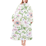 Beautiful pink lotus waterlily leaves pattern Blanket Robe with Sleeves