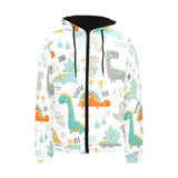 Cute funny kids dinosaurs pattern Men's Padded Hooded Jacket
