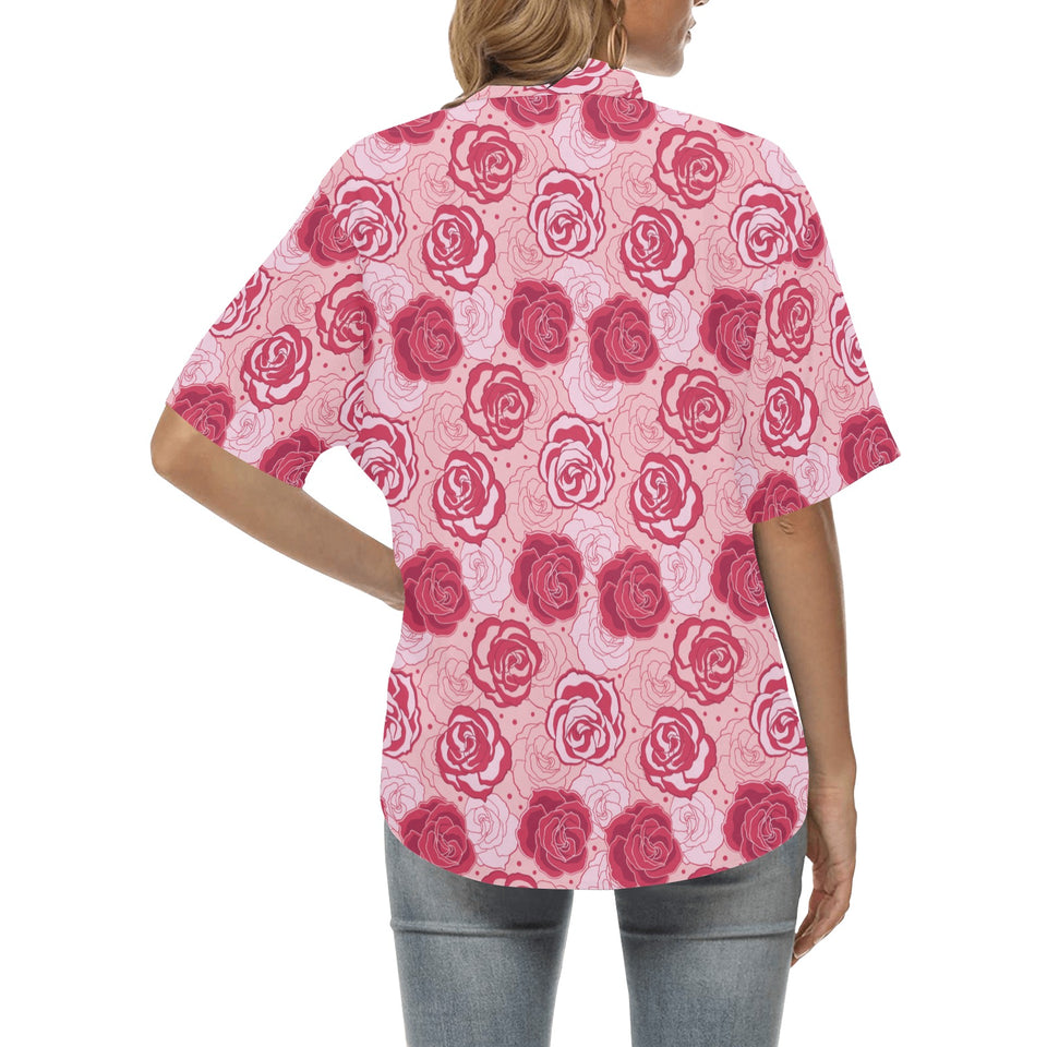 Rose Pattern Print Design 02 Women's All Over Print Hawaiian Shirt