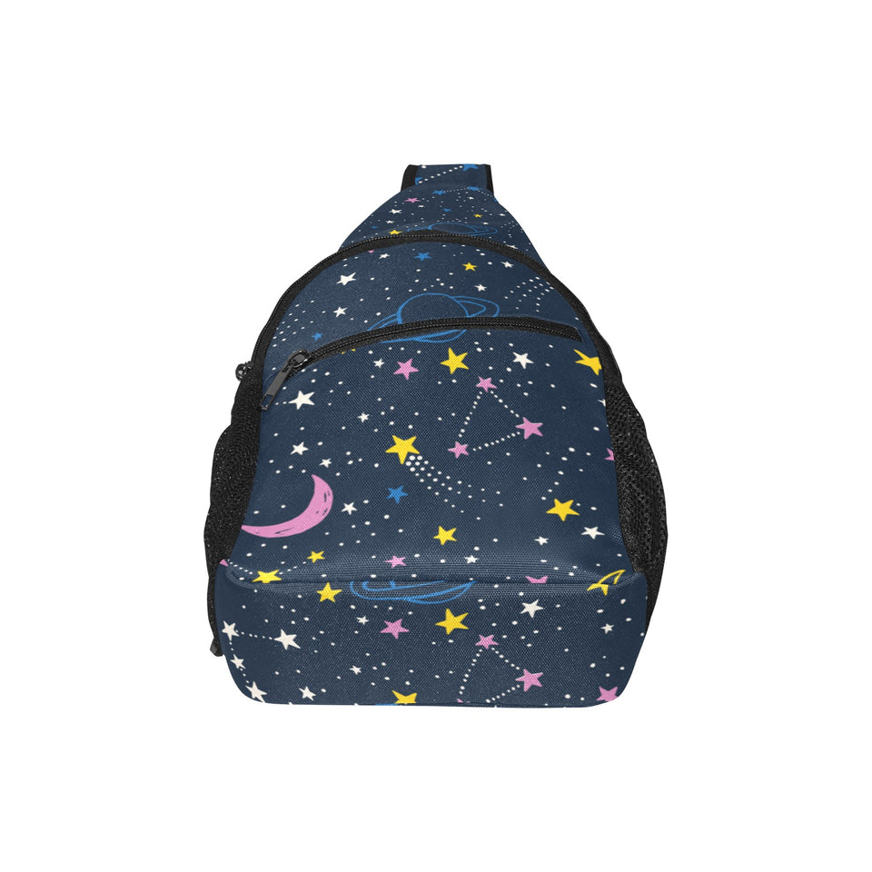 space pattern with planets, comets, constellations All Over Print Chest Bag