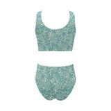 Classic Hand drawn Grape pattern Chest Bowknot High Waisted Bikini Swimsuit