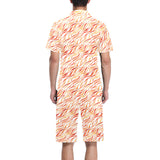 Fire flame watercolor pattern Men's V-Neck Short Pajama Set