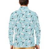 Seagull Pattern Print Design 01 Men's Long Sleeve Polo Shirt