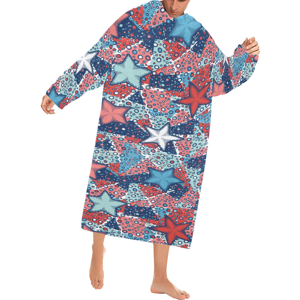 Hand drawn colorful starfish Blanket Robe with Sleeves
