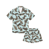 Eagle Pattern Print Design 01 Kids' Boys' Girls' V-Neck Short Pajama Set