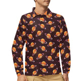 Hamburger Pattern Print Design 05 Men's Long Sleeve Polo Shirt