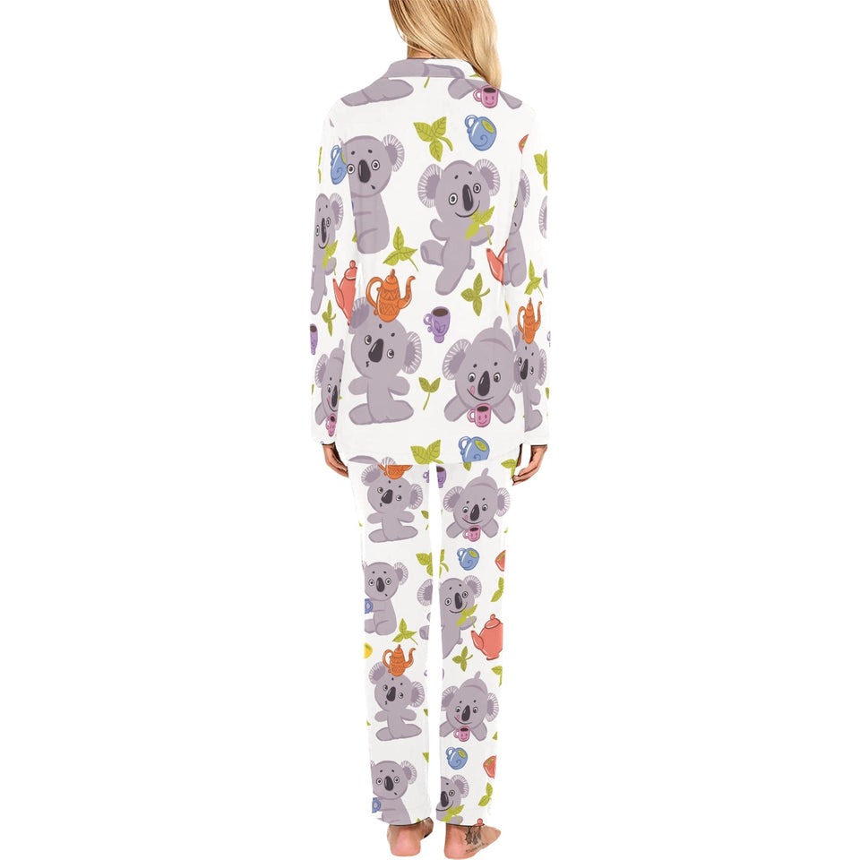 Cute koalas teapots tea Women's Long Pajama Set