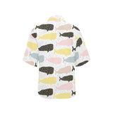 Whale dot pattern Women's All Over Print Hawaiian Shirt