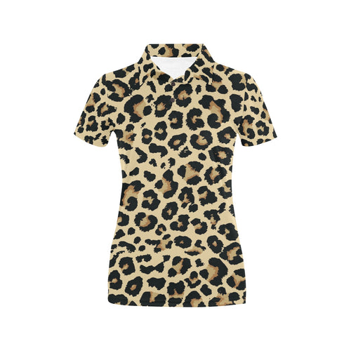 Leopard print design pattern Women's All Over Print Polo Shirt