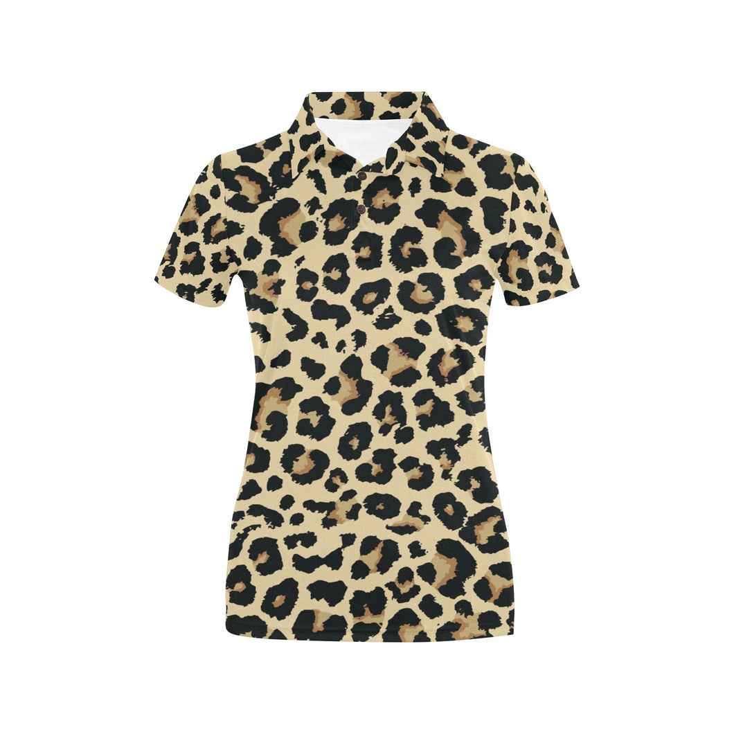 Leopard print design pattern Women's All Over Print Polo Shirt