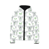 Hand drawn Koala leaves pattern Kids' Boys' Girls' Padded Hooded Jacket