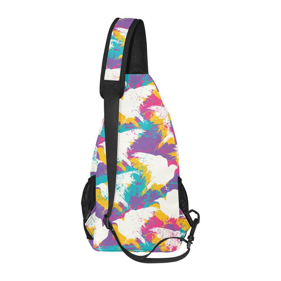 Colorful crow illustration pattern All Over Print Chest Bag