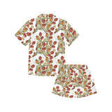Red tulips and daffodils pattern Kids' Boys' Girls' V-Neck Short Pajama Set