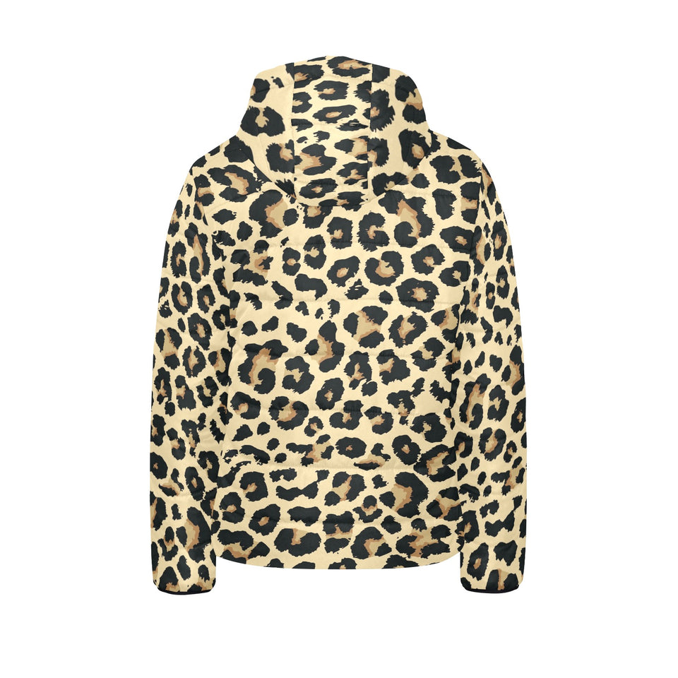 Leopard print design pattern Kids' Boys' Girls' Padded Hooded Jacket