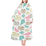 Colorful shell pattern Blanket Robe with Sleeves