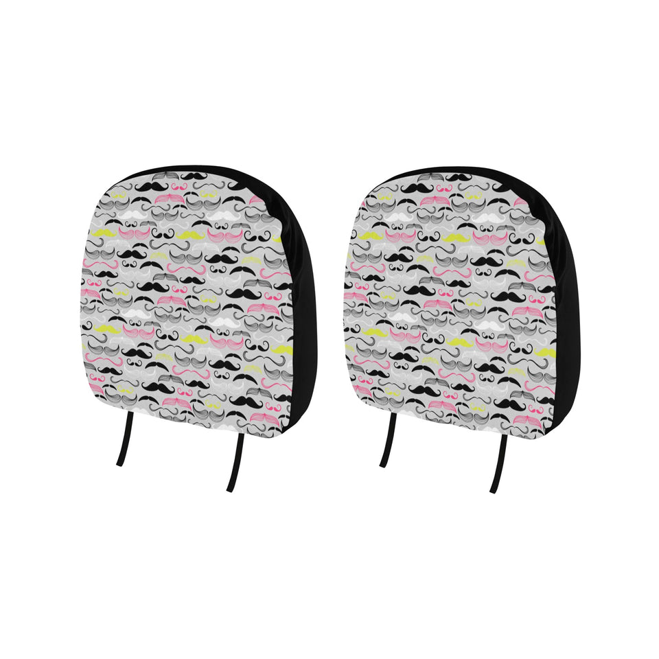 Mustache Beard Pattern Print Design 02 Car Headrest Cover