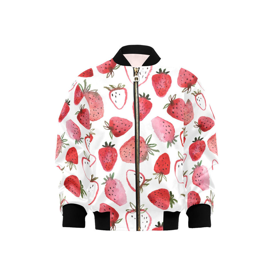 watercolor hand drawn beautiful strawberry pattern Kids' Boys' Girls' Bomber Jacket