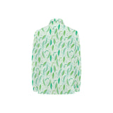 Green Peas Pattern Print Design 01 Women's Long Sleeve Polo Shirt